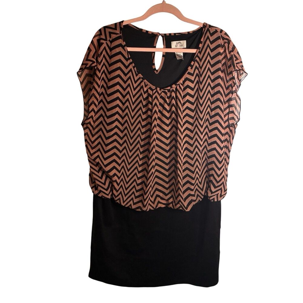Sweet Storm Brand Brown And Black Dress. Size 20W. Upper Is A Chevron Pattern
